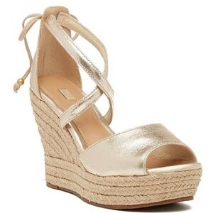 UGG REAGAN METALLIC ESPADRILLE WEDGE SANDAL